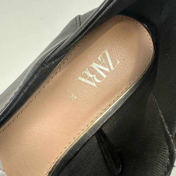 Zara Black Soft Leather Studded Loafer Sz 7.5 - Picture 14 of 15